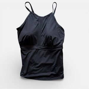 Lands End Keyhole Tankini Swimsuit Top Black Adjustable Straps Size 24W